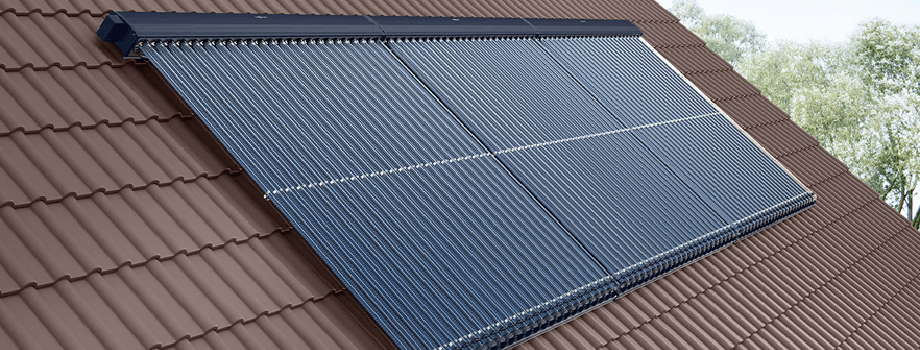 Zonnecollector Vitosol 300 van Viessmann Warmwaterproductie met zonne-energie // Zonnecollector Vitosol 300 van Viessmann
